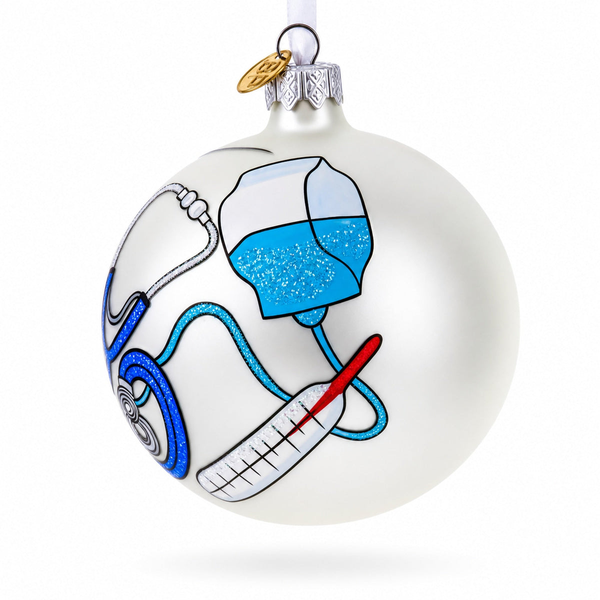 Compassionate Nurse or Doctor on Glass Ball Christmas Ornament 4 Inches