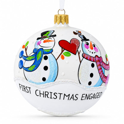 A Winter Romance Glass Ball 'Our First Christmas' Ornament 4 Inches
