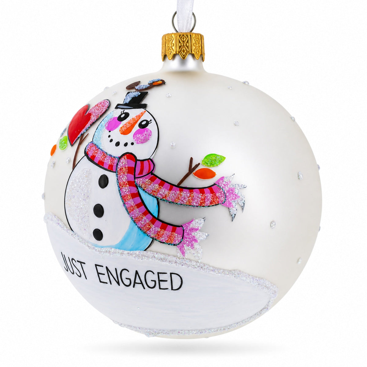 A Winter Romance Glass Ball 'Our First Christmas' Ornament 4 Inches