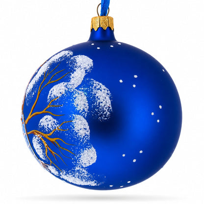 Bird Immersed in a Book Hand-Glass Ball Christmas Ornament 4 Inches