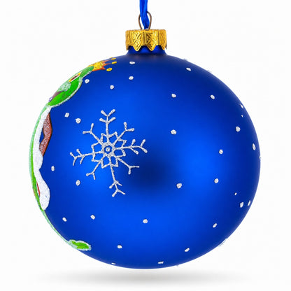 The Frog King Crowned in Splendor Hand-Glass Ball Christmas Ornament 3.25 Inches