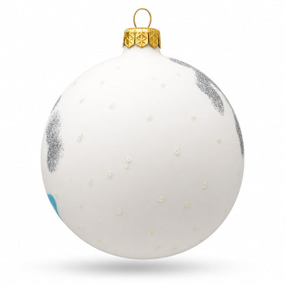 Two Penguins Glass Ball Christmas Ornament 4 Inches