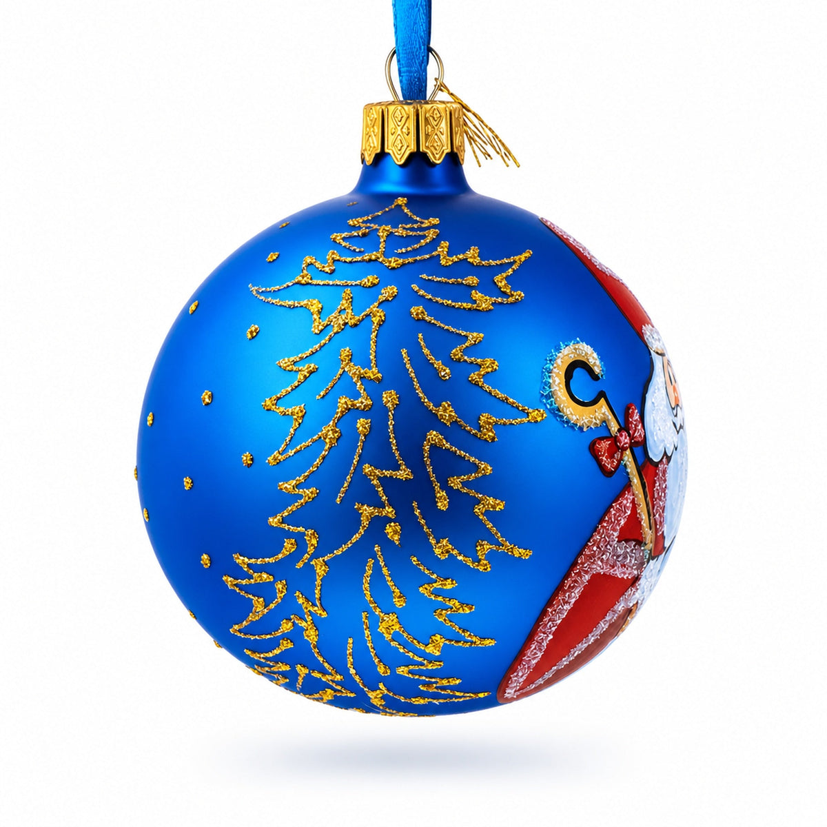 St. Nicholas Reviewing His Gift List Glass Ball Christmas Ornament 3.25 Inches