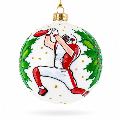 Football Player in Action Glass Ball Christmas Sports Ornament 4 Inches