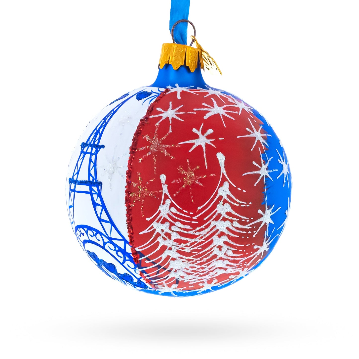 Eiffel Tower, Paris, France Glass Ball Christmas Ornament 3.25 Inches