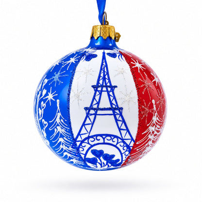 Eiffel Tower, Paris, France Glass Ball Christmas Ornament 3.25 Inches