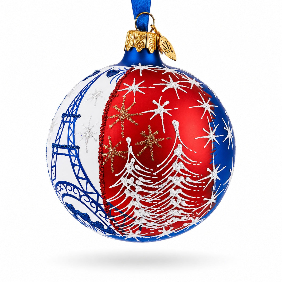 Eiffel Tower, Paris, France Glass Ball Christmas Ornament 3.25 Inches