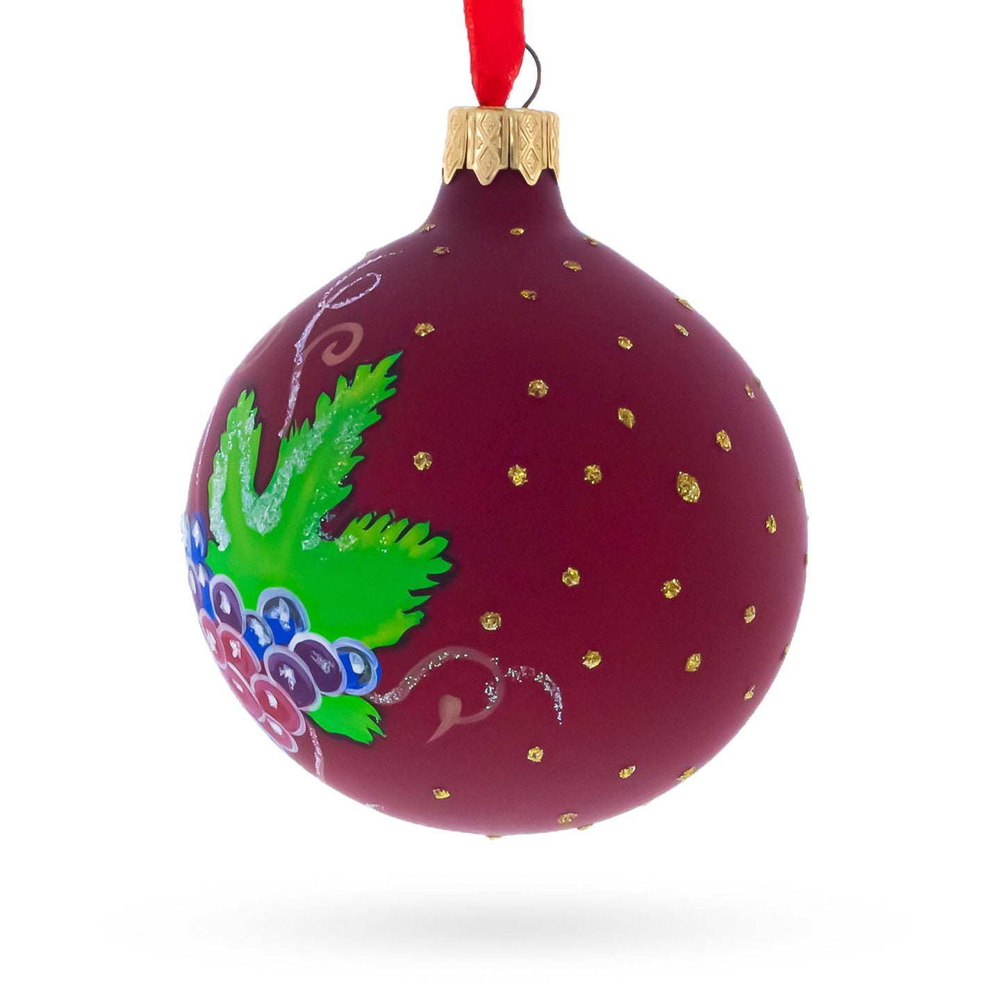Red Wine Bottle Glass Ball Christmas Ornament 3.25 Inches