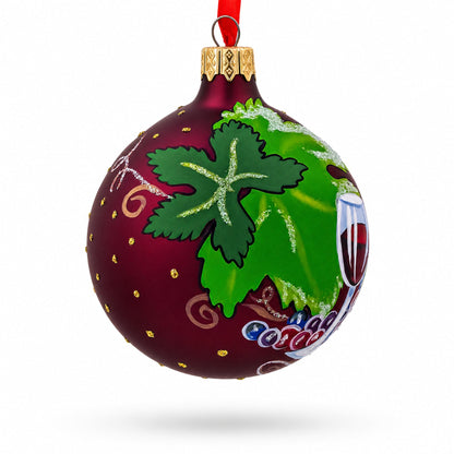 Red Wine Bottle Glass Ball Christmas Ornament 3.25 Inches