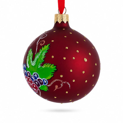Red Wine Bottle Glass Ball Christmas Ornament 3.25 Inches