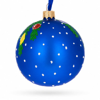 White Rooster Adorned with Holiday Lights Glass Ball Christmas Ornament 3.25 Inches