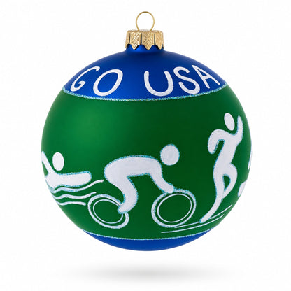 Swimming, Boxing, Biking, Track, Rowing Sports Glass Ball Christmas Ornament 4 Inches