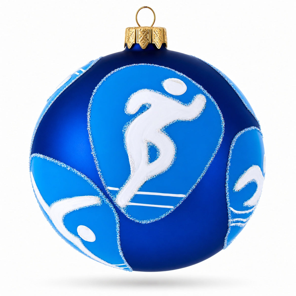 Sports Ball with Skating, Swimming and Tennis Glass Ball Christmas Ornament 4 Inches
