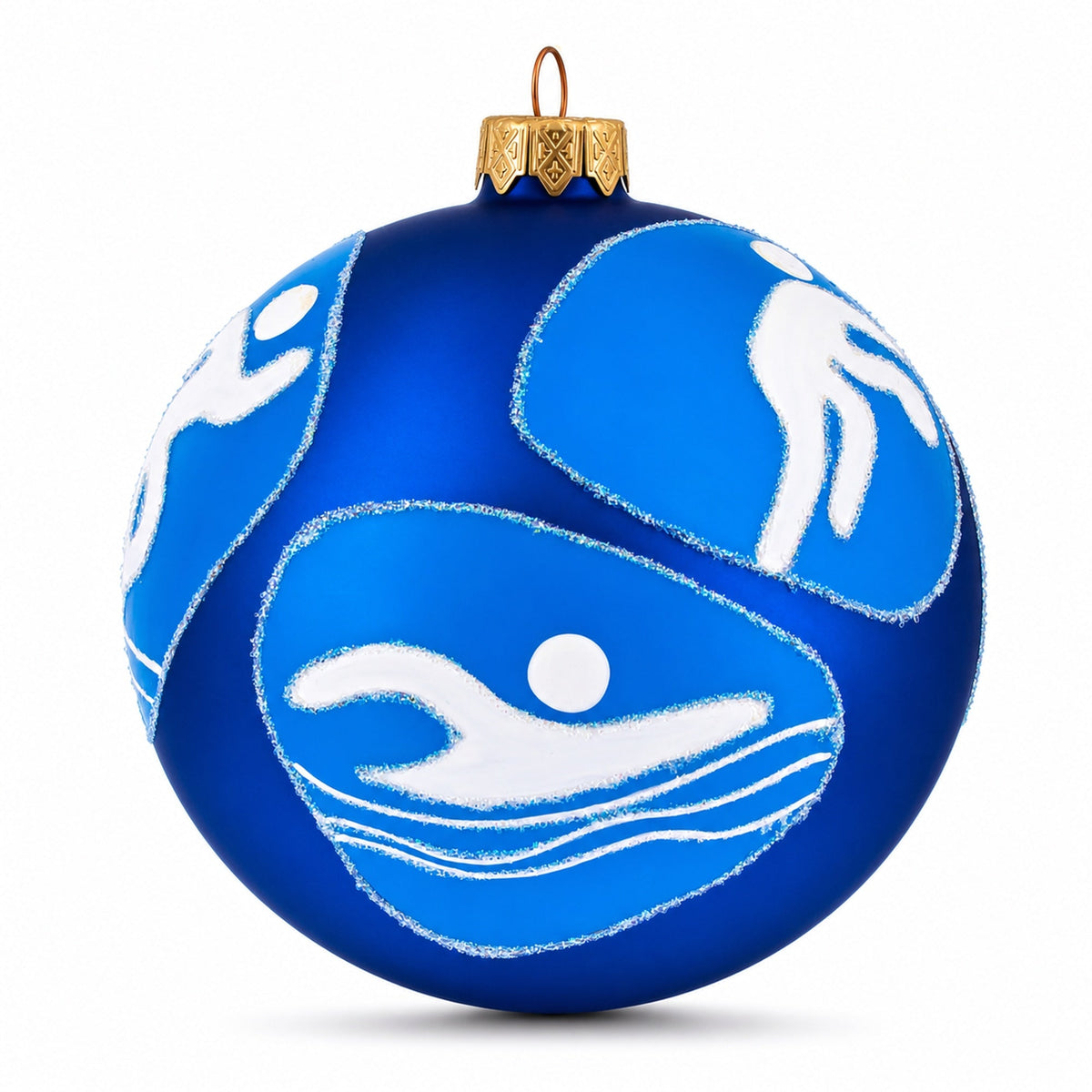 Sports Ball with Skating, Swimming and Tennis Glass Ball Christmas Ornament 4 Inches