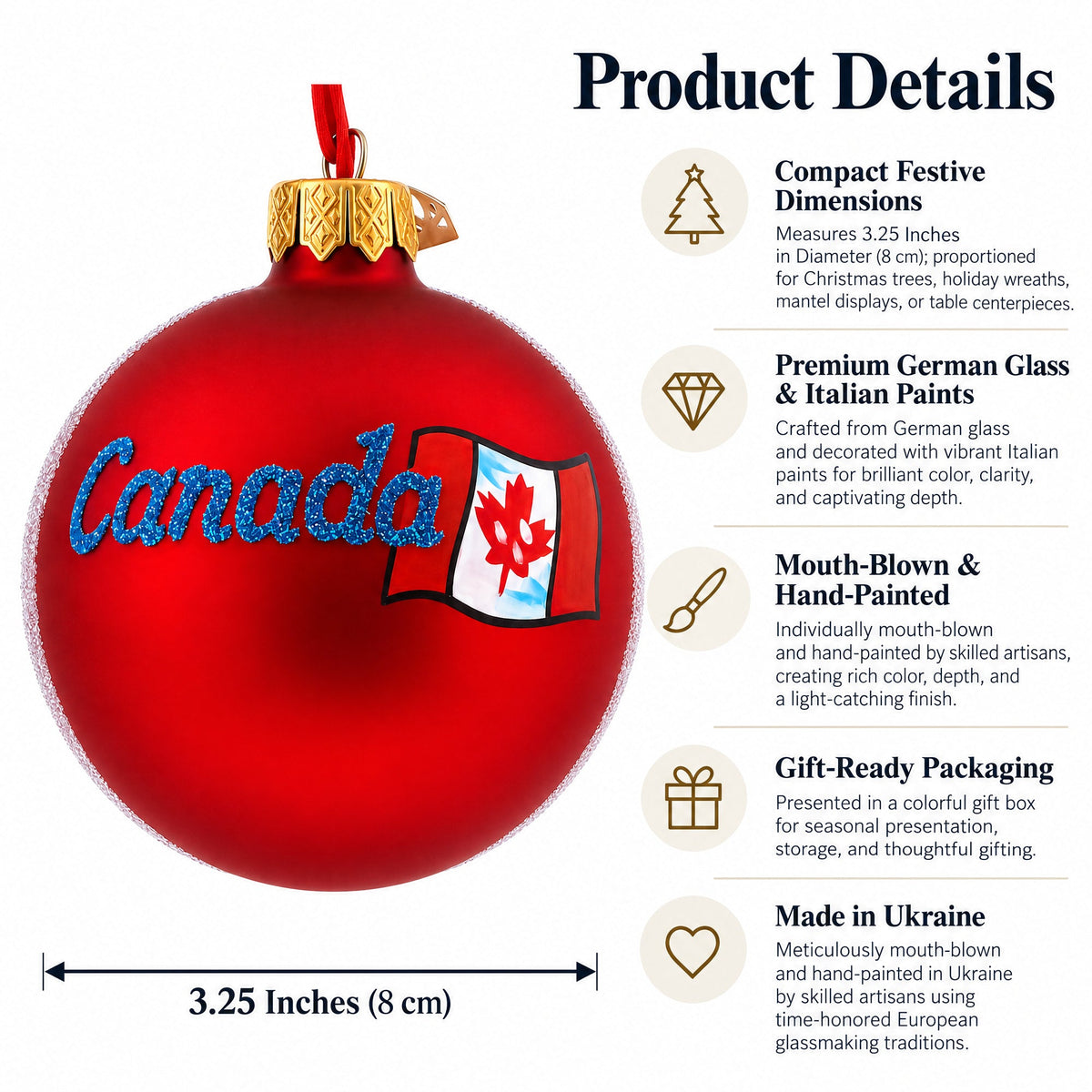 CN Tower, Toronto, Canada Glass Ball Christmas Ornament 3.25 Inches