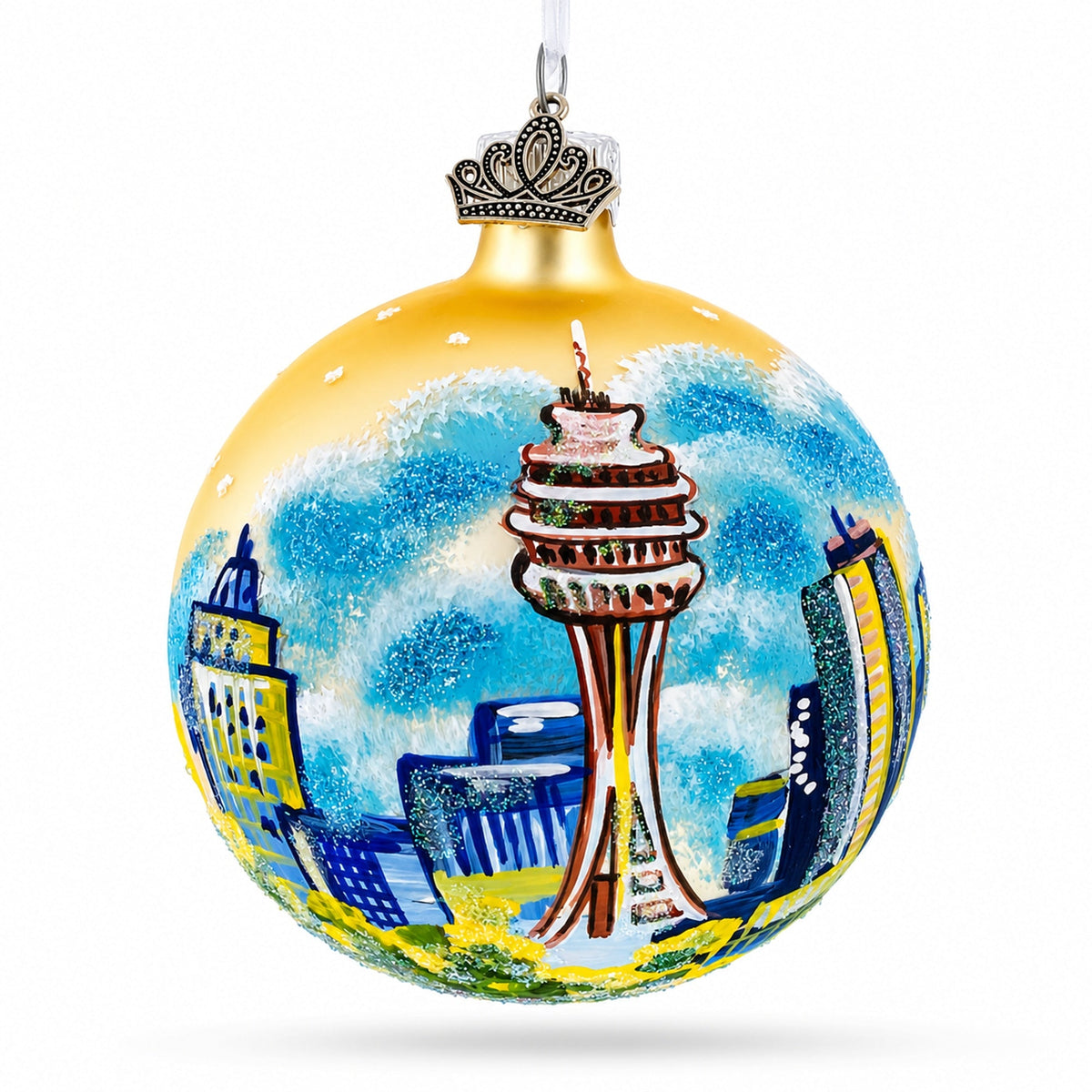 Seattle, Washington Glass Ball Christmas Ornament 3.25 Inches