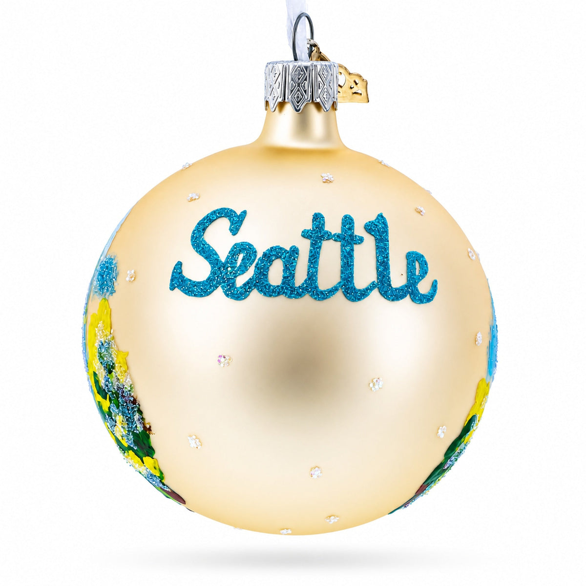 Seattle, Washington Glass Ball Christmas Ornament 3.25 Inches