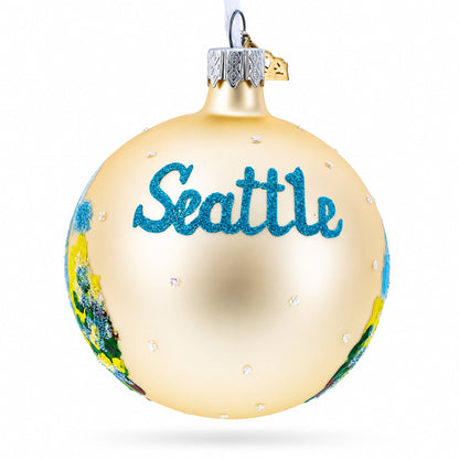 Seattle, Washington Glass Ball Christmas Ornament 3.25 Inches