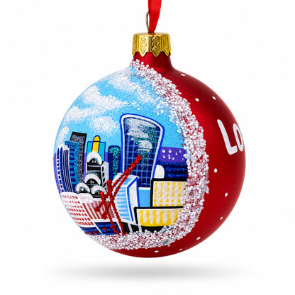 London City Modern Skyline, United Kingdom Glass Ball Christmas Ornament 3.25 Inches