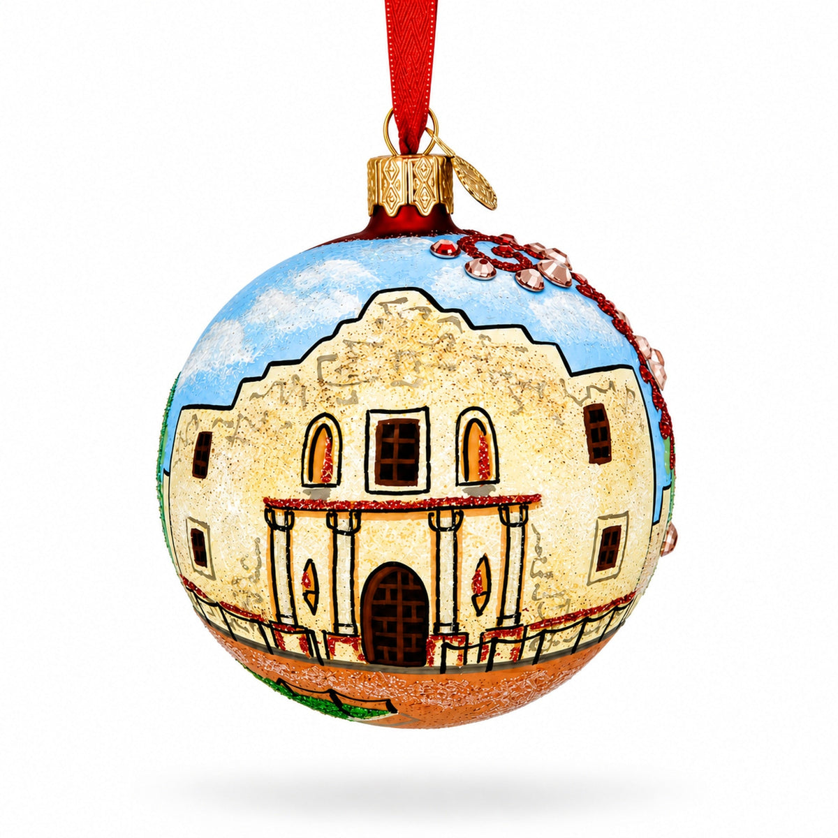 The Alamo, San Antonio, Texas Glass Ball Christmas Ornament 3.25 Inches
