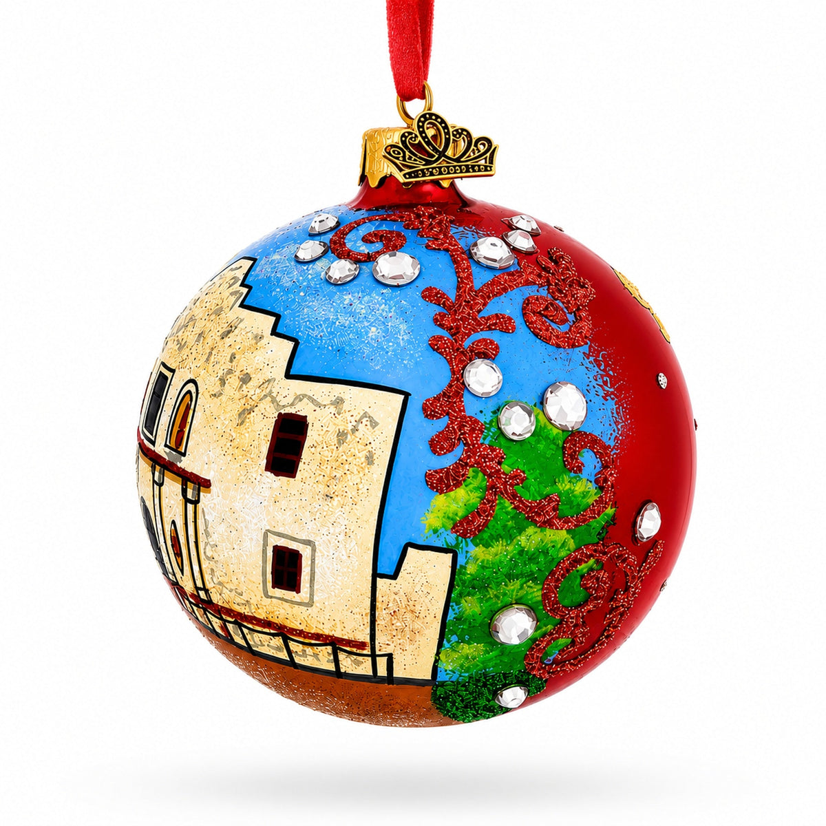 The Alamo, San Antonio, Texas Glass Ball Christmas Ornament 3.25 Inches