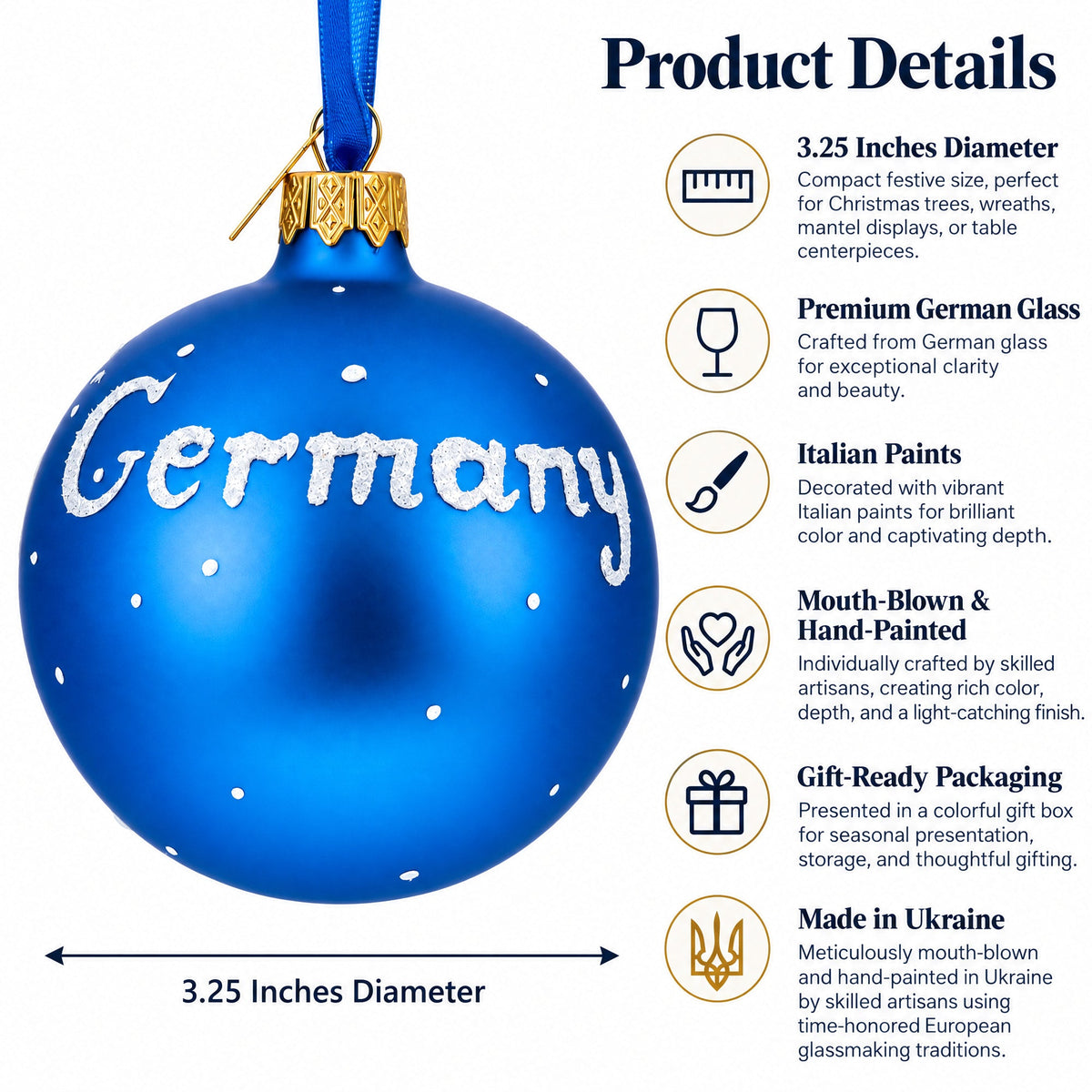 Berlin, Germany Glass Ball Christmas Ornament 3.25 Inches