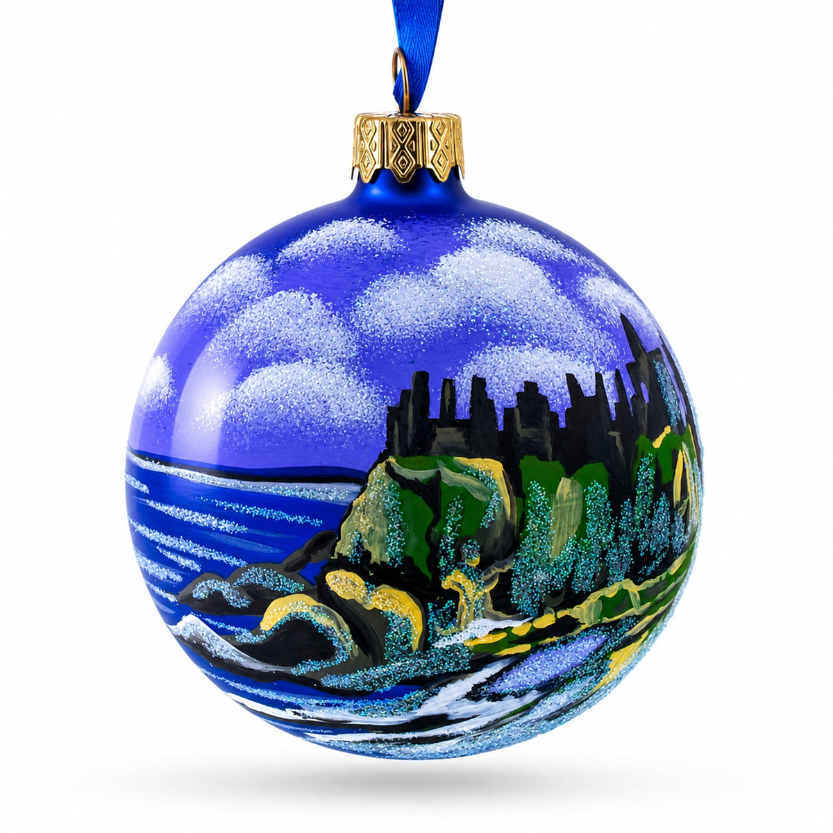 Castle in Ireland Glass Ball Christmas Ornament 3.25 Inches