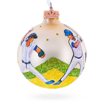 Baseball Glass Ball Christmas Ornament 3.25 Inches