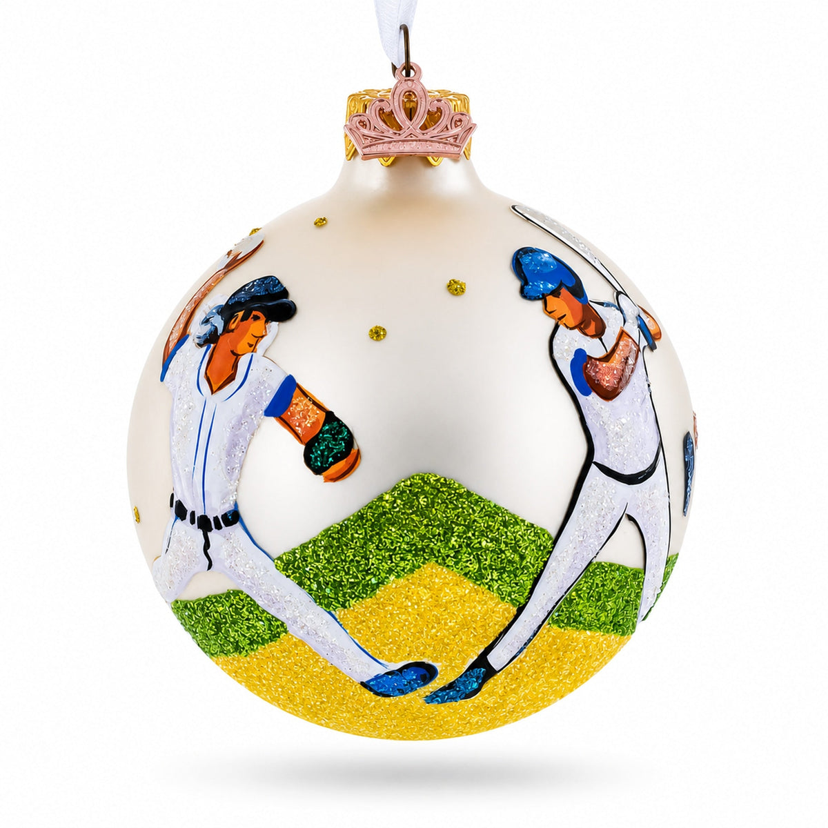 Baseball Glass Ball Christmas Ornament 3.25 Inches