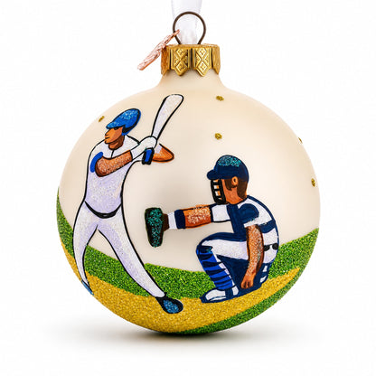 Baseball Glass Ball Christmas Ornament 3.25 Inches