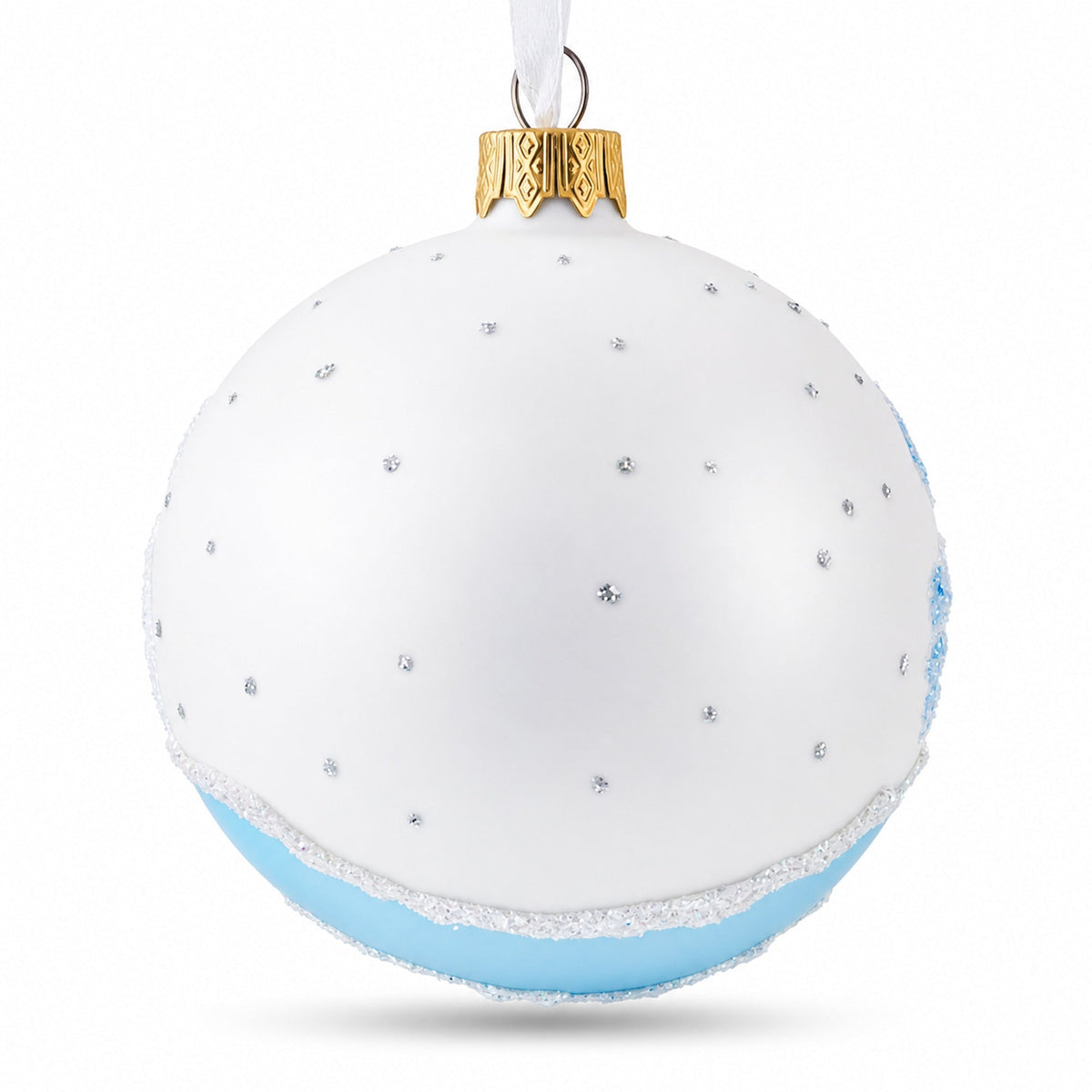 Puppy on the Snow Glass Christmas Ornament 3.25 Inches