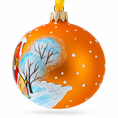 Festive Dogs' Holiday Celebration Glass Ball Christmas Ornament 3.25 Inches