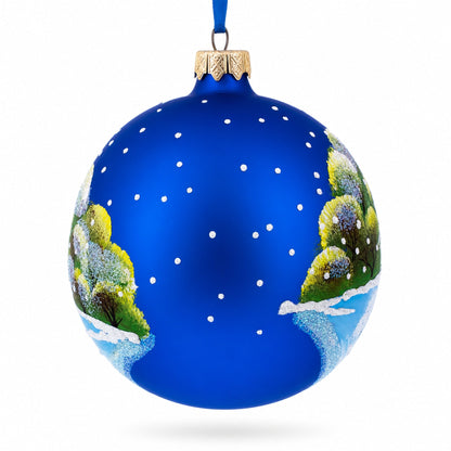 Puppy Unwrapping a Surprise Glass Ball Christmas Ornament 4 Inches