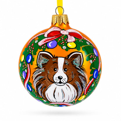 Collie Dog Glass Ball Christmas Ornament 3.25 Inches