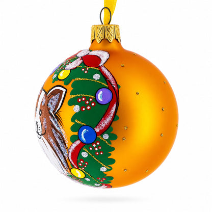 Collie Dog Glass Ball Christmas Ornament 3.25 Inches