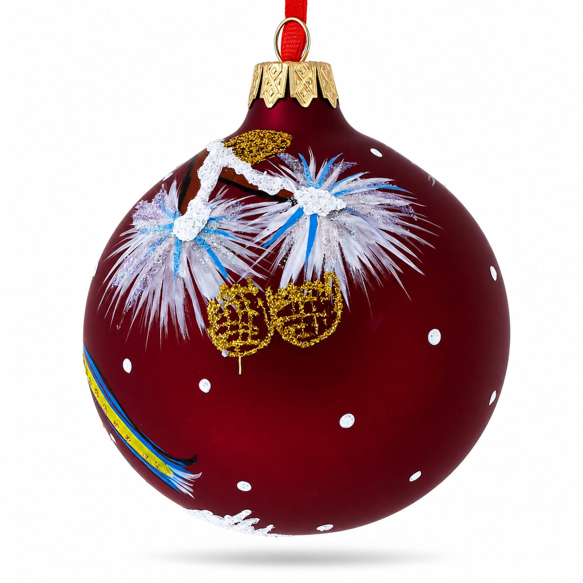 Jolly Puppy in Santa Hat Glass Ball Christmas Ornament 3.25 Inches