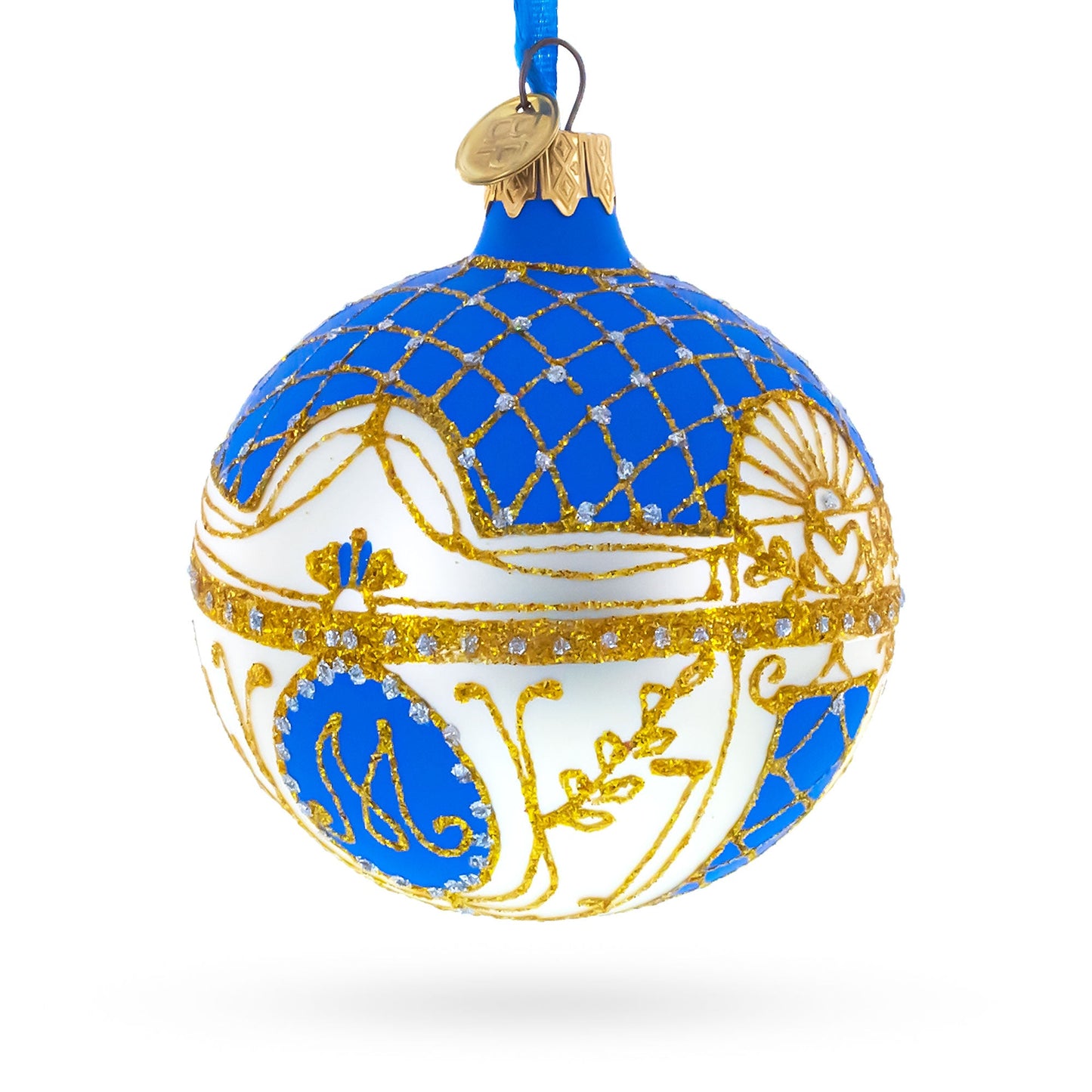 1903 Royal Danish White Glass Ball Christmas Ornament 3.25 Inches