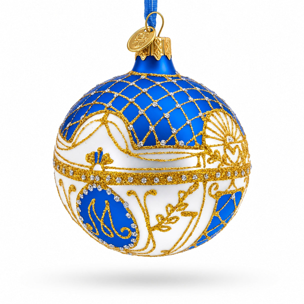 1903 Royal Danish White Glass Ball Christmas Ornament 3.25 Inches