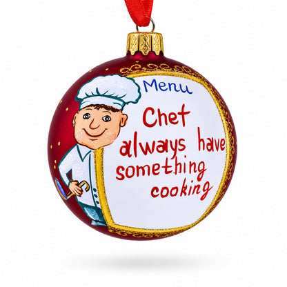 Culinary Artist Chief Handcrafted Glass Ball Christmas Ornament 3.25 Inches