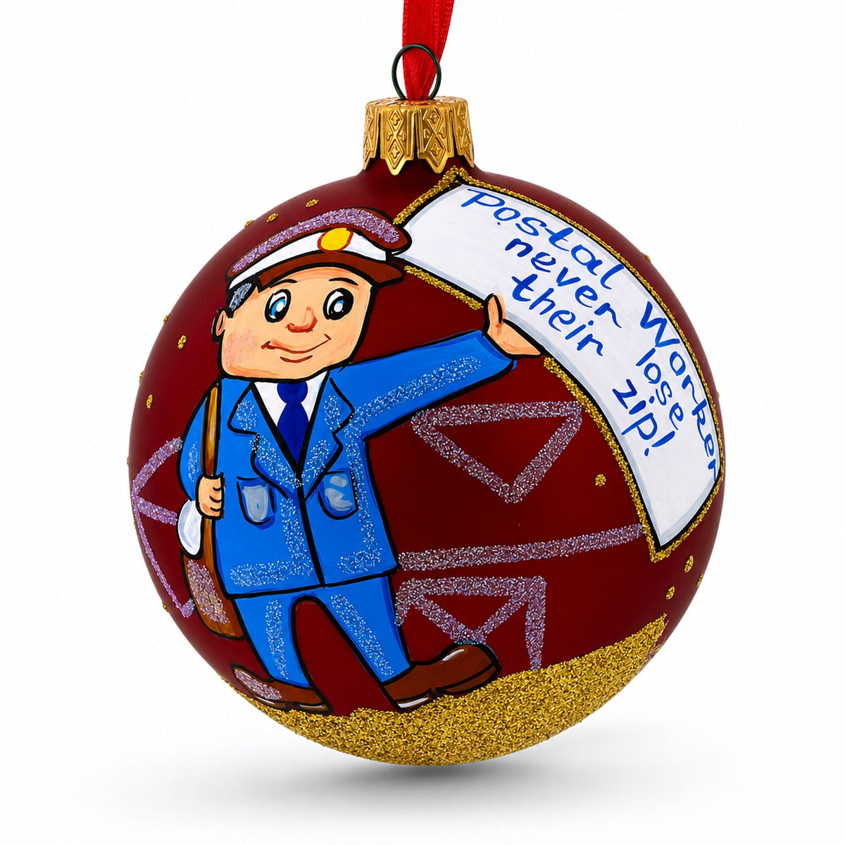Mail Carrier Glass Ball Christmas Ornament 3.25 Inches