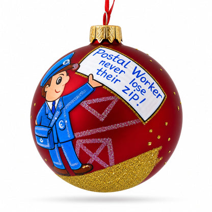 Mail Carrier Glass Ball Christmas Ornament 3.25 Inches