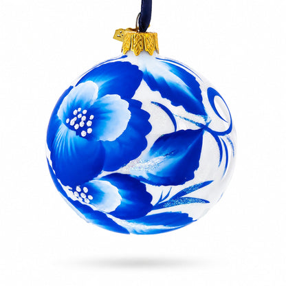 Pansies Flowers on White Glass Ball Christmas Ornament 3.25 Inches