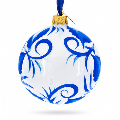 Pansies Flowers on White Glass Ball Christmas Ornament 3.25 Inches
