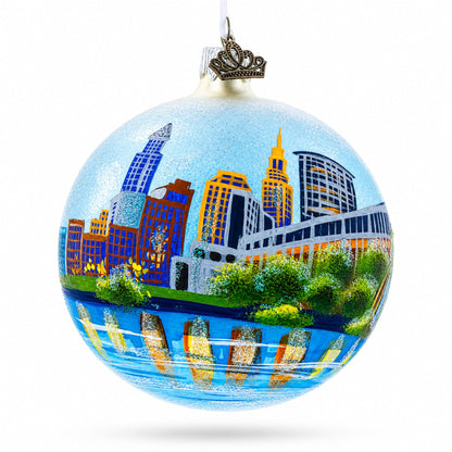 Cleveland, Ohio Glass Ball Christmas Ornament 4 Inches