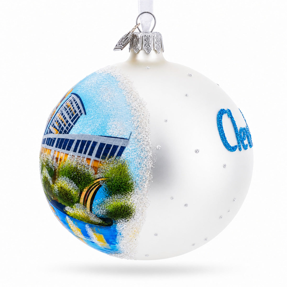Cleveland, Ohio Glass Ball Christmas Ornament 4 Inches
