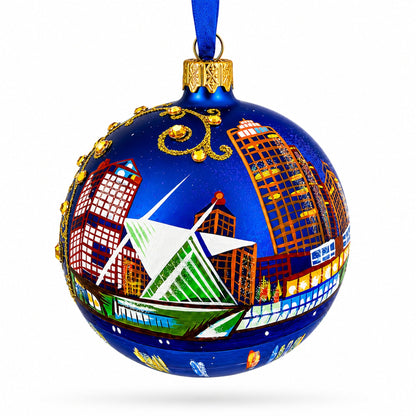 Milwaukee, Wisconsin Glass Ball Christmas Ornament 3.25 Inches