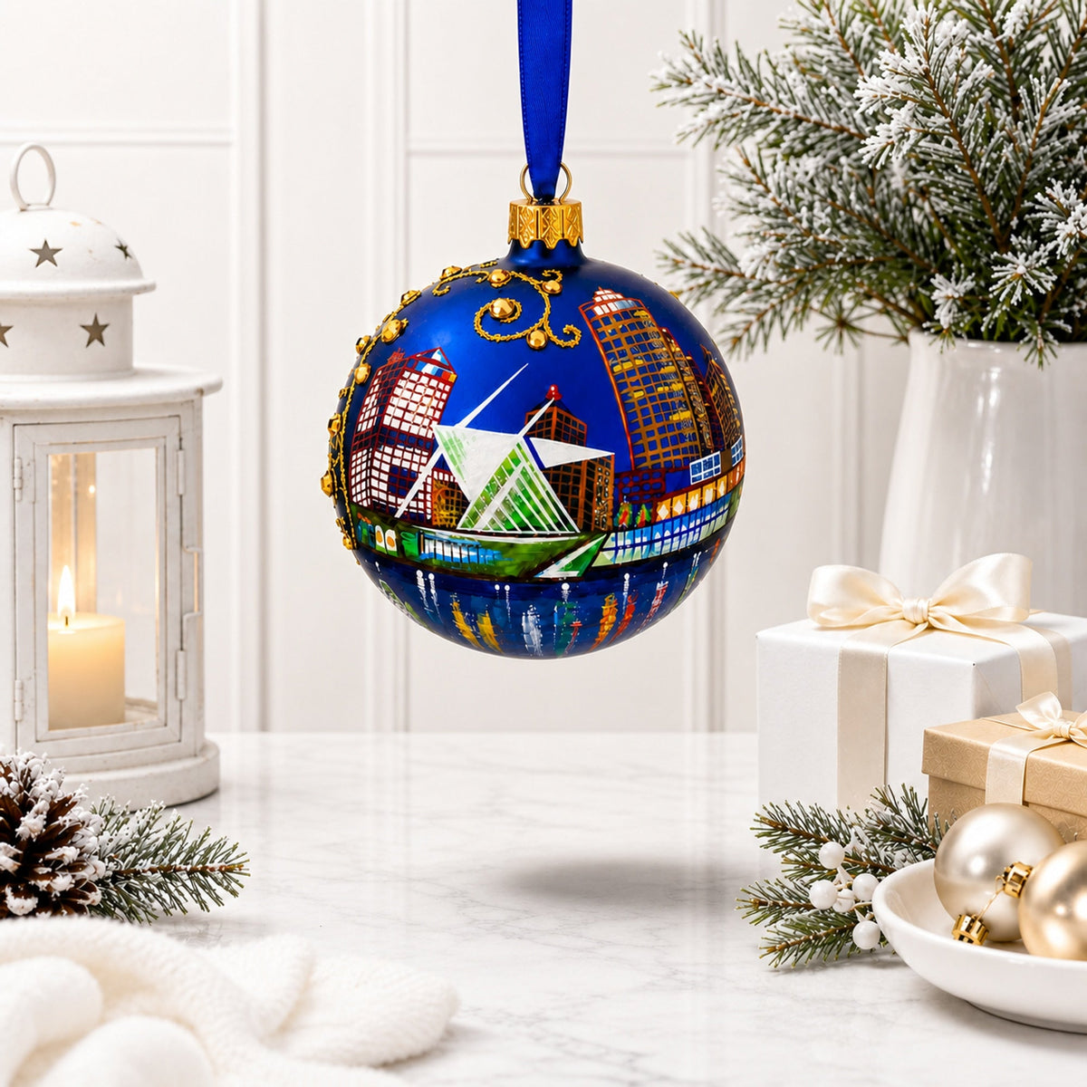 Milwaukee, Wisconsin Glass Ball Christmas Ornament 3.25 Inches