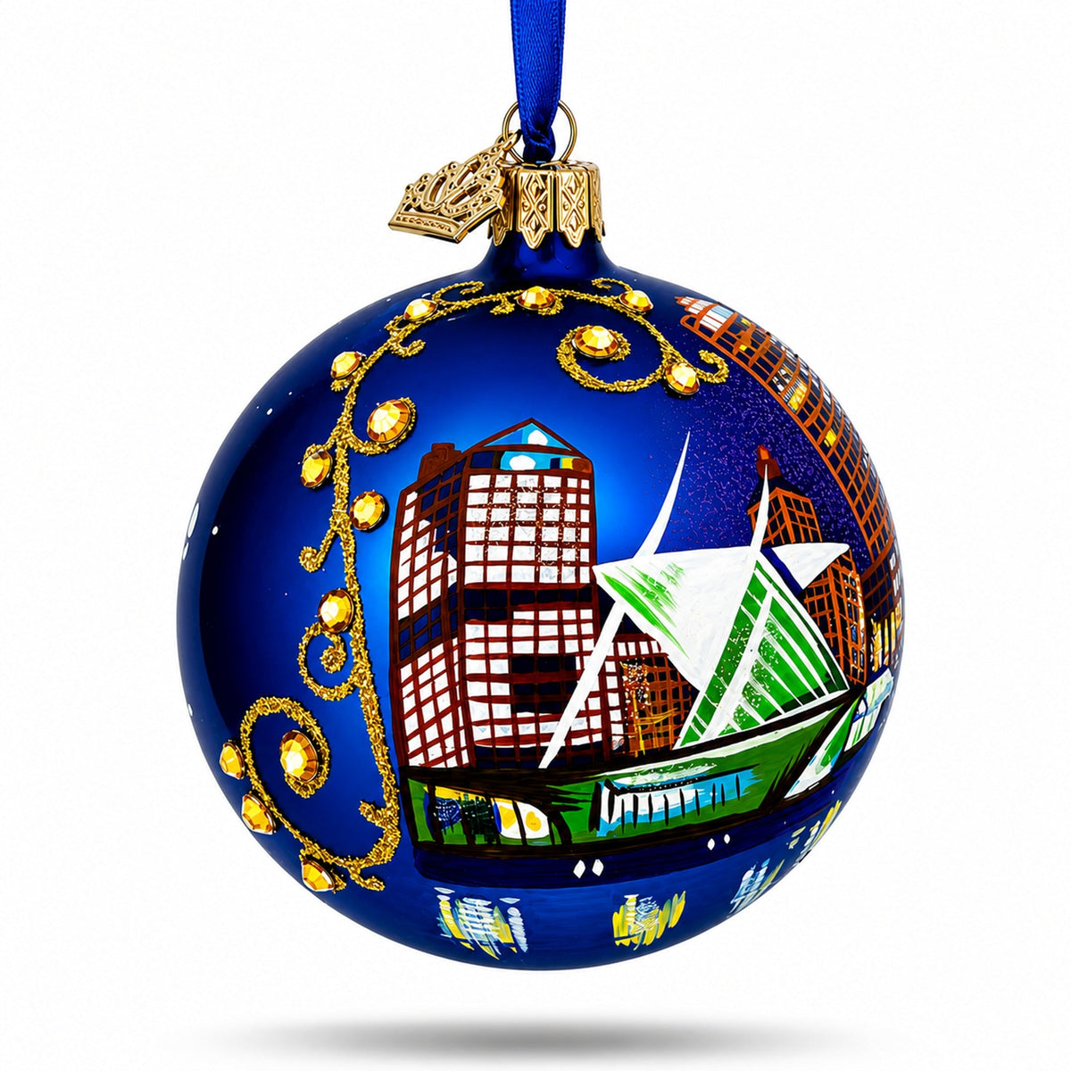 Milwaukee, Wisconsin Glass Ball Christmas Ornament 3.25 Inches