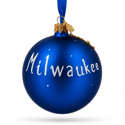 Milwaukee, Wisconsin Glass Ball Christmas Ornament 3.25 Inches