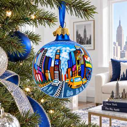 Times Square, New York City Glass Ball Christmas Ornament 3.25 Inches